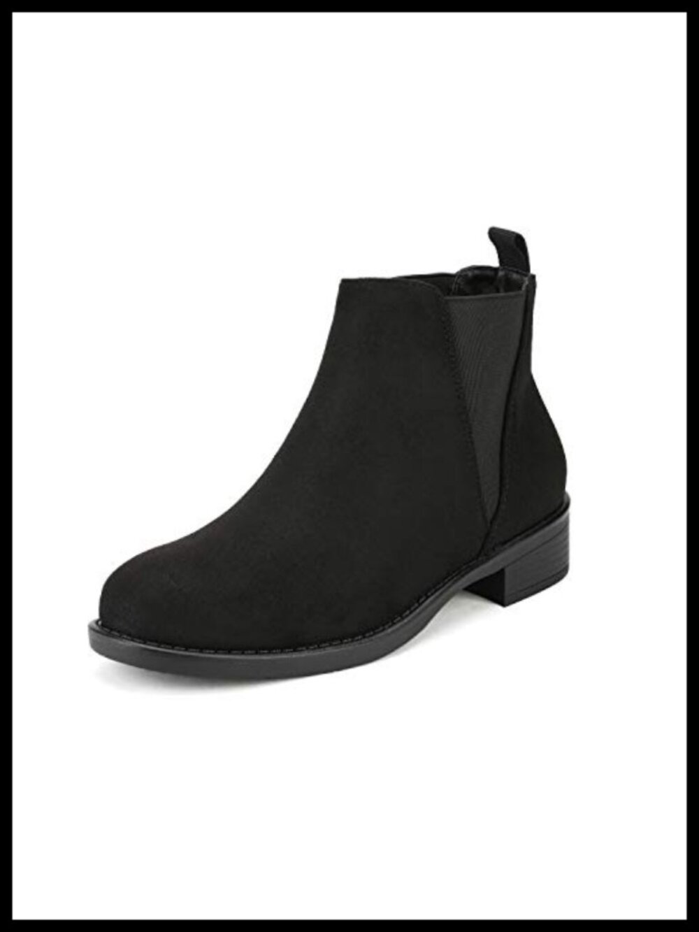 Women's Chelsea Ankle Boots Faux Suede Round Toe 1.5 Inch Stacked Heel